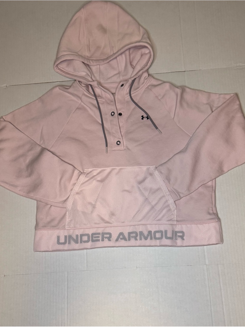 Under Armour Pink Crop Hoodie Pullover with Mesh Pocket